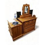 2 PINE CHEST OF DRAWERS AND DRESSING TABLE MIRROR