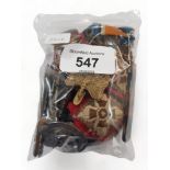BAG OF MILITARY BADGES, BUTTONS ETC