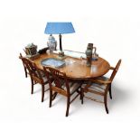 MODERN PINE EXTENDING DINING TABLE AND 6 CHAIRS