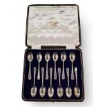 SET OF 12 ANTIQUE SILVER SPOONS CASED