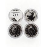 4 X PROOF 1 OZ SILVER BRITANNIA COINS 2019