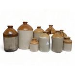 SHELF LOT OF STONEWARE JARS