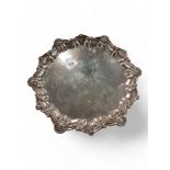 IRISH SILVER TRAY 13CM DIAMETER, 730G, 1915-16 BY WEST & SON