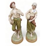 PAIR OF ROYAL DUX FIGURES - WATERBOY AND WATER GIRL 45CM