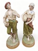 PAIR OF ROYAL DUX FIGURES - WATERBOY AND WATER GIRL 45CM