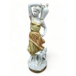 LARGE ROYAL DUX FIGURE - WATER CARRIER AND SHEEP 58CM