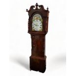 VICTORIAN PAINTED MOON PHASE DIAL MAHOGANY LONG CASED CLOCK