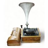 EDISON STANDARD PHONOGRAPH INCLUDES SEVERAL WAX CYLINDERS