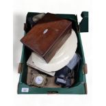 BOX LOT TO INCLUDE DOULTON CHARACTER JUG, VICTORIAN WORK BOX, GAMES CONSOLE