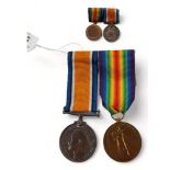 PAIR OF WORLD WAR 1 MEDALS AND MINIATURES. 57804 SPR.T.A.ARMSTRONG R.E