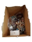 BOX OF COSTUME JEWELLERY AND WATCHES