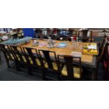 FINE ORIENTAL DINING TABLE AND 12 CHAIRS