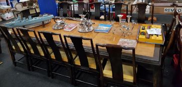FINE ORIENTAL DINING TABLE AND 12 CHAIRS