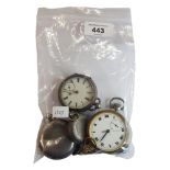 BAG LOT OF POCKET WATCHES TO INCLUDE SILVER