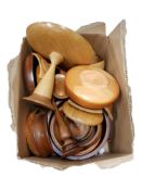 LARGE BOX OF WOODEN BOWLS