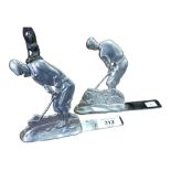 PAIR OF PEWTER GOLFINS BOOKENDS