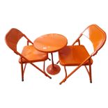 RETRO STYLE ORANGE METAL TABLE & CHAIRS