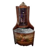 MODERN ANTIQUE FRENCH STYLE CORNER CABINET MARBLE TOPPED PAINTED BASE WHICH OPENS OUT INTO A BAR