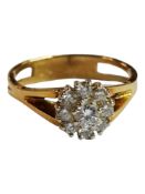 14 CARAT GOLD DIAMOND CLUSTER RING