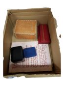 BOX OF JEWELLERY BOXES, COVERS ETC