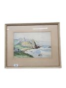 FRAMED WATERCOLOUR DUNLUCE CASTLE BY KEVIN P. McKAY