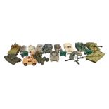 SHELF LOT OF MODEL MILITARY VEHICLES TO INCLUDE DINKY