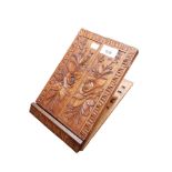 ANTIQUE CARVED WOODEN FOLDING BOOK STAND