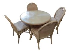 WICKER TABLE AND CHAIRS