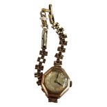 LADIES ALL GOLD 9 CARAT WRIST WATCH 15.6G TOTAL