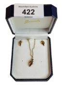 9 CARAT GOLD SAPPHIRE NECKLACE AND EARRING SET