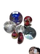 COLLECTION OF COLOURED GLASS PAPERWEIGHTS