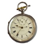 ANTIQUE SILVER CASED CENTER SWEEP CHRONOMETER POCKET WATCH