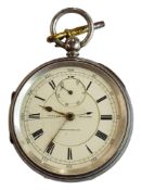 ANTIQUE SILVER CASED CENTER SWEEP CHRONOMETER POCKET WATCH