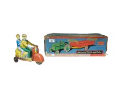 METTOY MECHANICAL TRACTOR AND TRAILER IN BOX AND TIN PLATE TOY