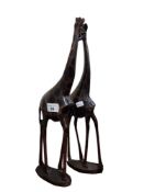 PAIR OF CARVED WOODEN GIRAFFES A/F