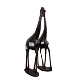 PAIR OF CARVED WOODEN GIRAFFES A/F