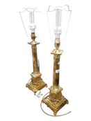 PAIR OF BRASS LAMPS