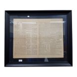1 X FRAMED NEWSPAPER - 'THE TIMES 1805'