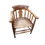 ANTIQUE SMOKERS BOW ARMCHAIR