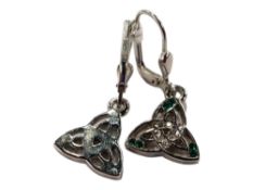 PAIR OF SILVER AND GEM SET CELTIC EARRINGS