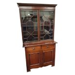 ANTIQUE MAHOGANY DOUBLE DOOR BOOKCASE