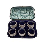 SET OF 6 ANTIQUE SILVER NAPKIN RINGS