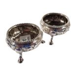 PAIR OF ANTIQUE SILVER SALTS A/F 105G