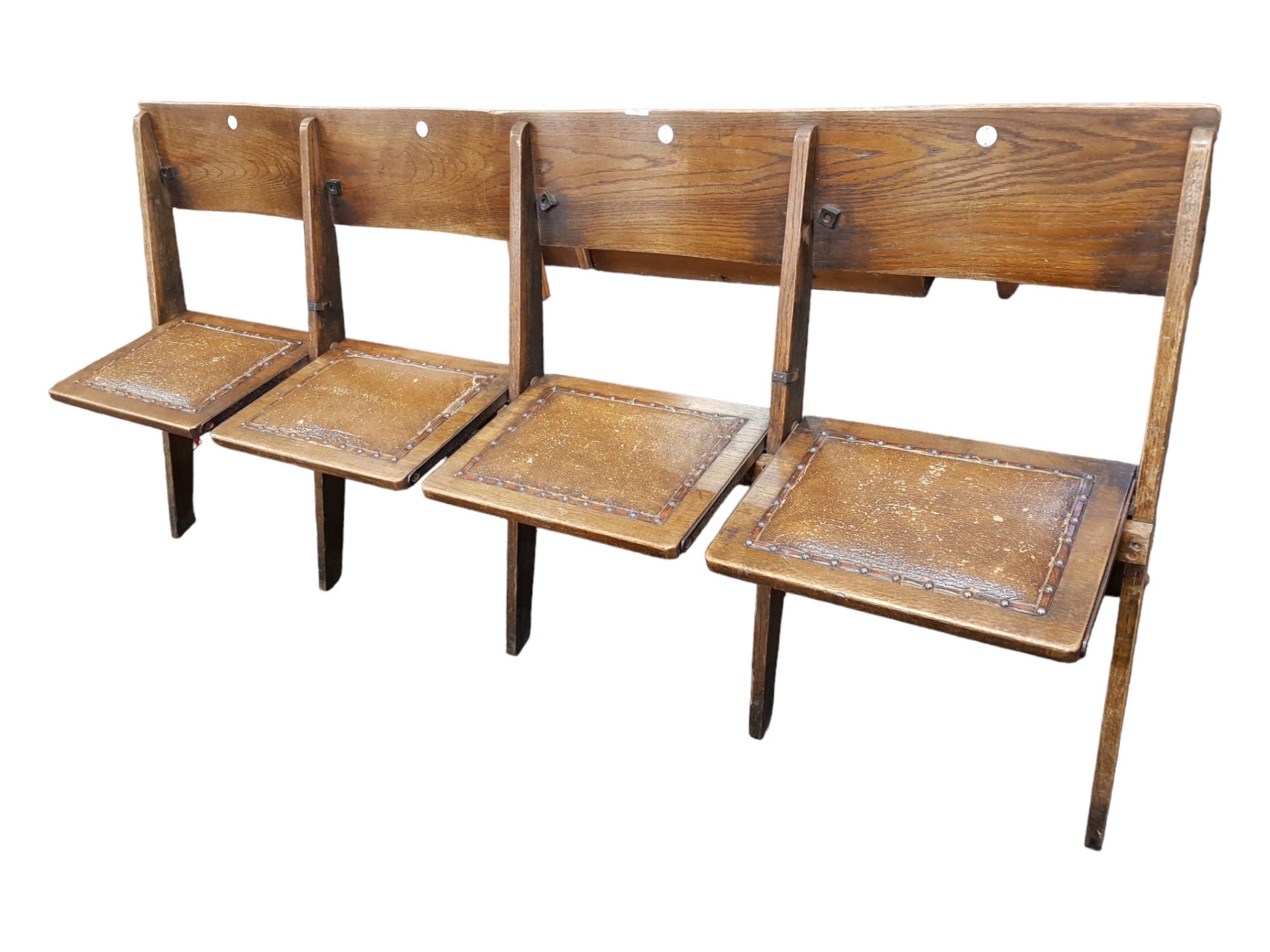 VINTAGE SOLID OAK FOLDING CINEMA SEATS