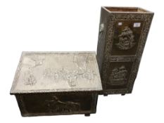 BRASS COAL BOX AND STICK STAND