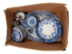 MIXED SELECTION OF OLD WILLOW PATTERN AND BLUE & WHITE ITEMS