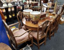 GEORGIAN DINING TABLE AND 8 ASSORTED CHAIRS