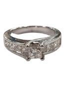 14 CARAT WHITE GOLD & DIAMOND RING WITH 2 CARAT OF DIAMONDS SIZE O AND A HALF