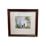 SMALL WATERCOLOUR - MUM & SON -SIGNED KERR