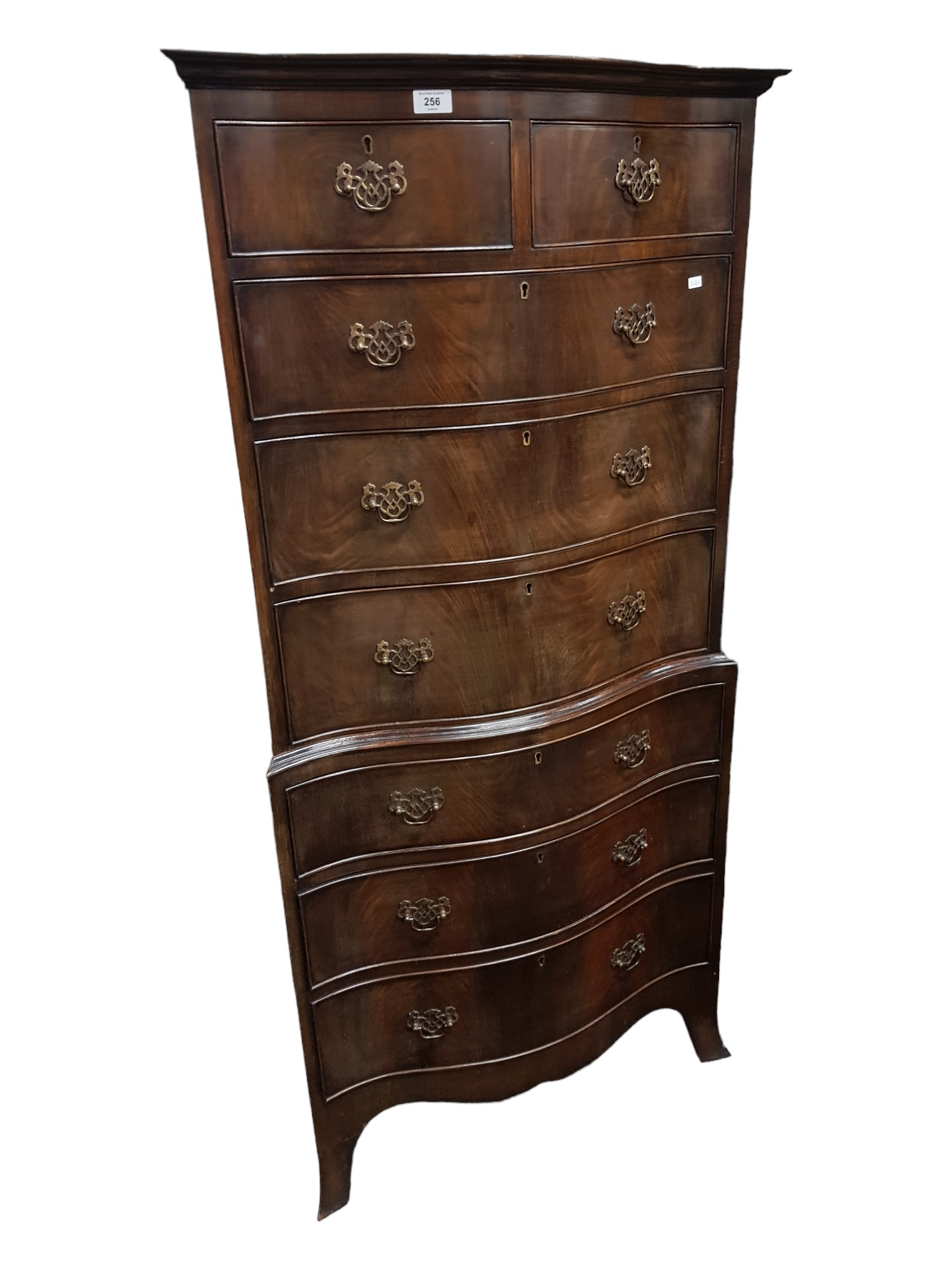 ANTIQUE 2 OVER 6 GRADUATED SERPENTINE CHEST